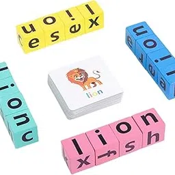 SHINETOY Wooden Blocks Spelling Game, Wooden Alphabet Puzzles Blocks, Matching Letter Game Kids Toys Alphabet Spelling Game Toys Montessori Learning Toy Early, Learning Toys for Kids Ages-picture-54
