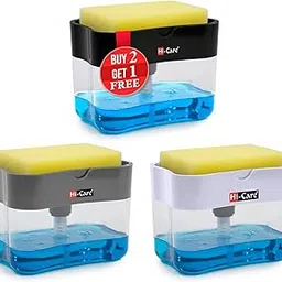 [Pack of 3 pcs] Hi-Care 2-In-1 Soap Pump Dispenser & Sponge Holder Kitchen Sink Washing Soap Dispenser Dishwashing Dispensers with Sponge One-Handed Operation Instant Refill Dish Soap Dispenser-image-33