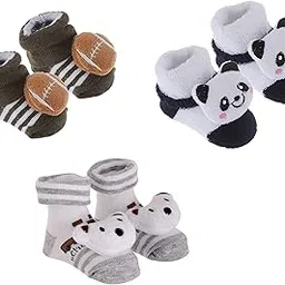 shop frenzy kids baby boy and girl unisex bootie/socks/first walker set of 3 pairs (0-6 months)-picture-21