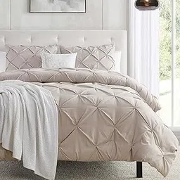 Nestl Taupe Duvet Cover King Size - Soft Double Brushed Duvet Set with Button Closure & Corner Ties, 3 Piece Luxurious Pinch Pleated Duvet Cover Set 104x90 Inches with 2 Pillow Shams-image-29