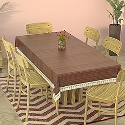 Kuber Industries PVC Waterproof 60x90 Inch Dining Table Cover 6 Seater | Dining/Center Table Cloth for Dining, Party, Events | Table Cover for Indoor & Outdoor Use | Wooden Print | Brown-picture-30