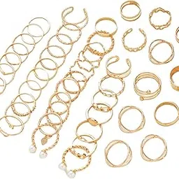 shining diva fashion Set of 46 Latest Stylish Gold Plated Rings for Women and Girls (16420r)-picture-27
