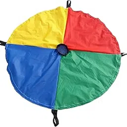 SPORTIN Rainbow Parachute, 4/6/12 Feet, Multicolour, with Handles and Carry Bag for Outdoor Sports, Team Building Games (12 Feet)-picture-31