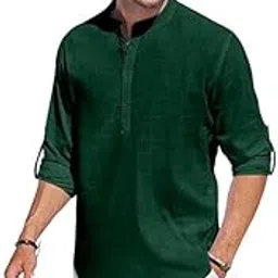 Men's Traditional Cotton Short Kurta, Mandarin Collar with Roll-Up Sleeves, Regular Fit, Festival Wear by Seller Sathi-image-68