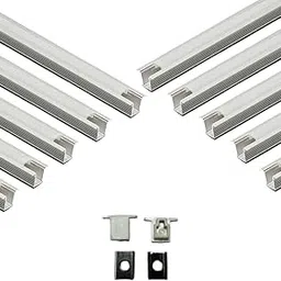 Abaj Lighting Aluminum (07x09mm) Rectangular Concealed LED 1-Meter Profile Channels with Diffused Cover & End Caps for LED Strip Light - Pack of 10-picture-26