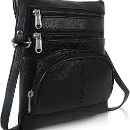 cimoni Premium Genuine Leather Sling Bag Stylish & Unique Design Daytrip Trendy Travel Bag Crossbody Purse For Women (Color - Black)-picture-56