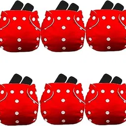 Kritiu Baby Cloth Diapers 0 To 3 Years | Side Leakage Proof Washable Reusable Diaper For New Born Baby 6 Diaper 12 Black Insert Pad (Pack Of 18) (Red)-image-92