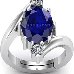 17.25 Ratti (AA++) Certified Blue Sapphire Ring (Nilam/Neelam Stone Silver Plated Ring)(Size 20 to 23) for Men and Woman-image-43