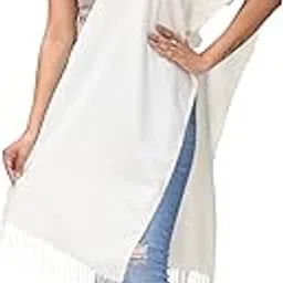 manra Women Girls Ladies Kashmiri Woolen Plain Scarves (Snow White)-picture-13