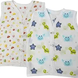 Gultum Pure Muslin Cotton Jhabla, Soft & Breathable Multicolor T Shirt for Babies from 0 to 3 Months, Multicolour (Pack of 2)-picture-52