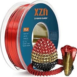 XZN Tri Color Silk PLA 3D Printer Filament, Rainbow Silk PLA Filament 1.75mm, +/- 0.02mm Accuracy, No Clog/Bubble, Durable, Vacuum Sealed, Fits Most FDM Printers, 1KG Spool - Red/Gold/Black-picture-10