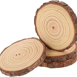 Woods Round DIY Craft Wooden Log Natural Bark Coaster/Slices, Natural Acacia Wood Drink Coaster Set for Drinking Glasses, Tabletop Protection for Any Table Type, Home Decor and Party Accessories-image-25