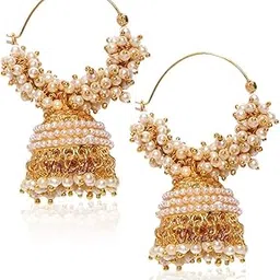 Fashion Jewellery Gold Plated Pearl Jhumka/Jhumki Earings for Women Traditional Earrings for Girls-image-2