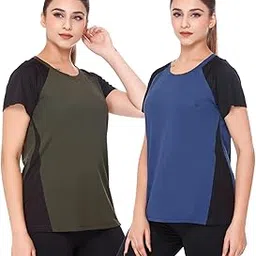 white moon Women's Polyester Dry Fit T-Shirt Combo Pack - Gym, Workout, Breathable, Comfortable - Gym T-Shirt, Dry Fit T-Shirt for Women, Combo T-Shirt for Women (Pack of 2)-picture-15