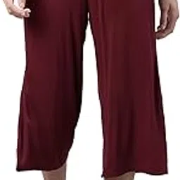 enamor E064 Quick Dry 4 Way Stretch Antimicrobial Mid Rise Crop Length with Side Slit, Relaxed Fit and Invisible Zipper Pocket Palazzo Pants for Women-picture-44