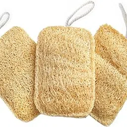 AGANIC - Premium Natural Loofah Body Scrubber for Bathing - Organic Exfoliating Bath Scrubber for Women & Men - Soft Lufa Bath Sponge for Body Wash - Shower Scrubber Loofah for Back Scrubbing - Bathing Accessories (Pack of 4, Rectangle)-image-3