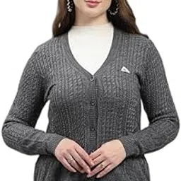 monte carlo Women's Regular Fit Cardigan | Self Design Pattern with Button Closure | Full Sleeve V-Neck Cardigan for Women-picture-10