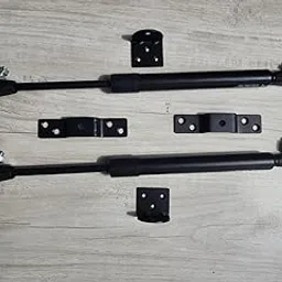 12 Inch Hydraulics Gas Spring Stay Strut Pneumatic Lift Support Cabinet Hinges for 10 KG Load (Silver, 10 KG) - Pack of 1 Set (2 Pcs Gas Spring + 2 Pcs Bracket)) image 1