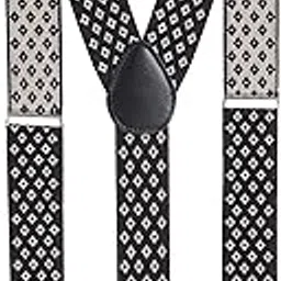 riyasat Suspenders for Men Heavy Duty - Adjustable Men's Geomatric Pattern 3.5 cm Wide Belt Y-Back Men's Suspenders for Dress Pants | Strong Metal Clips, Everyday Wear (Black & White) .`-picture-34