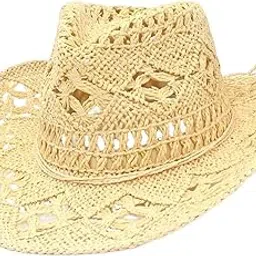myaddiction 4xStraw Western Cowboy Hat Wide Brim Sun Floppy Beach for Outdoor-picture-44