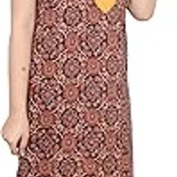 Womens Cotton Printed Long Tshirt top Half Sleeve Knee Length Nightdress for Ladies/Girls-image-19