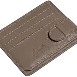 saqafy Leather Slim RFID Blocked Loop Closure Beige Card Holder for Women-picture-43