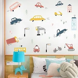 JAAMSO ROYALS Cartoon Car Building Wall Stickers for Home, Living Room, Wall Painting (30 CM X 60 CM)-picture-49