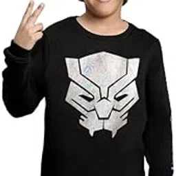 Kidsville Black Panther Printed Regular Fit Black Ploycotton Boy's Sweatshirt-picture-57