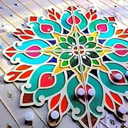 SHIVASHRAY CRAFTS Portable Rangoli (11 inches) Stencil for Decor DIY Craft Reusable Mat Templates for Navratri Pongal Pooja Mandir Rangoli Mats for Decoration-image-8