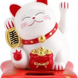 Welcoming Cat, Solar Powered Lucky Automatic Solar Luck Cat for Car Decoration for Home or Office Display for Family for Friends(White, 12)-picture-19