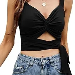 tandul Women’s Crop Top Casual Top for Women & Girls, Black Size - S gifts for women-picture-11