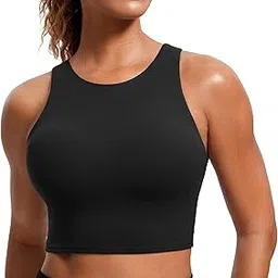 crz yoga Women's High Neck Longline Sports Bra Racerback Crop Top Yoga Tank Top with Built in Bra-picture-25