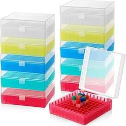 Kingdder 10 Pack Translucent Polypropylene 100 Well Microcentrifuge Tube Cryogenic Storage Box with Snap Clasp Microtube Storage Box with Transparent Lids for 0.5, 1.5 and 2.0 ml Microcentrifuge Tubes-image-34