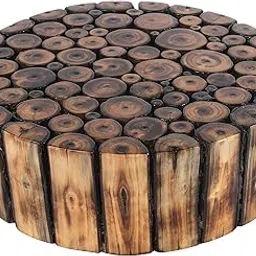 Inception Global Round Small Wooden Plant Stand - 5x12x12 Inches-picture-57