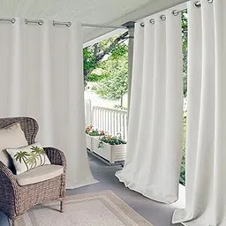 Elrene Home Fashions 20866ELR Connor Indoor/Outdoor Solid Grommet Panel Window Curtain,White,52" X 108"-image-56