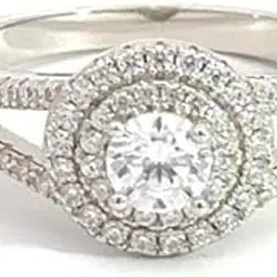 miss jo 92.5 Sterling Silver Double Halo Accent Solitaire Ring, Split Shank Band, Elegant Whites Collection, Gift for Women, BIS Hallmarked-picture-27