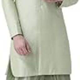 kisah Men's Indo-Western Sherwani Dhoti Set, Green Silk Blend, Jacquard Regular Fit Long Sleeves Mandarin Collar-picture-10