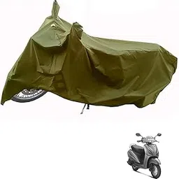 Kozdiko Dust & Waterproof Bike Body Cover with Mirror Pockets (Olive Color) for Honda Activa 3G-picture-52