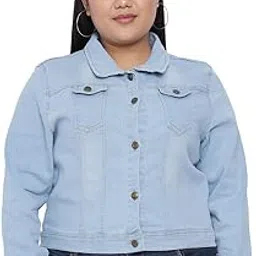 funday fashion Women's Denim Blend Standard Length Plue Size Full Sleeve Solid Casual Jacket-picture-28