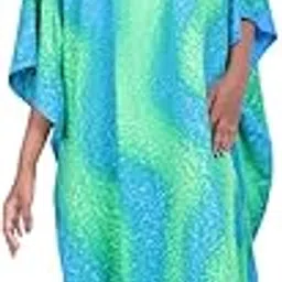 sun-rose fashions Blue Green Rain drop printed long Beach kaftan caftan-picture-11