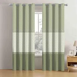 HomeBrew Green Geometric Panel Door Curtain||7 Feet|| Set of 2|| Room Privacy Curtain|| Fade Resistant Drapes-picture-45