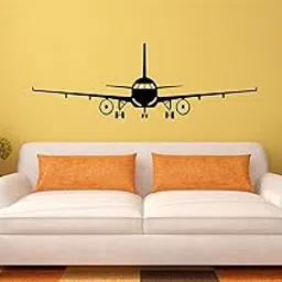 Asmi collection Vinyl Airplane Wall Sticker, (115 x 38 cm, Black-AO121, 30 in)-picture-57
