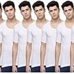 dollar Lehar Men Combed Cotton Round Neck with Sleeve Vest -White-picture-18