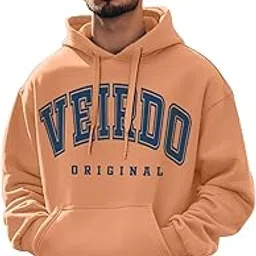 veirdo Veirdo® Fleece Oversized Baggy Fit Hooded Sweatshirt Drop Shoulder Typographic Logo Printed Full Sleeve Hoodie for Men (Avaiable in Colors: Copper Tan, Rust & Red)-picture-30