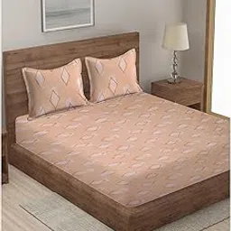 Klotthe Multicolor Geometric Cotton Blend 300 TC Double Bedsheet Set in Book Fold Packing-picture-29