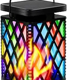 Solar Lanterns Hanging Solar Lights Color Changing & Fixed 9 Modes Waterproof Hanging Lanterns Outdoor Lights Flickering Flame Camping Lanterns Decoration for Tent Garden Patio Pathway-image-0