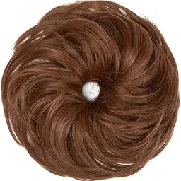 D-DIVINE Messy Hair Bun Hair Pieces Curly Synthetic Updo Fake Scrunchies Ponytail Extension for Women Light 1PCS image 1