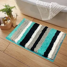 LUXE HOME INTERNATIONAL Microfiber Bath Mat Super Soft Anti Skid Slip Water Soak Washable Italia Door Mats for Home, Bathroom Mat, Floor Mat, Kitchen Mat for Floor (40x60 cm) Aqua, Rectangular-picture-34