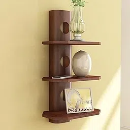 Home Sparkle Wooden Wall Rack Shelf/Designer Wall Mounted 3 Tier (Brown) Rack Wooden Shelf for Living Room, Bathroom, Office and Bedroom-picture-27