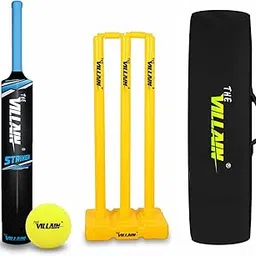 THE VILLAIN Cricket Plastic Bat + Wicket+ 1 Tennis Ball + 1 Cover | Full Size (Black) | Striker Complete Set for Kids & Adults, Ideal for Beginners & Casual Play, Durable & Lightweight- Pack of 4-picture-14